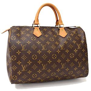 LOUIS VUITTON Monogram Speedy 35 LV Hand Bag Brown Canvas